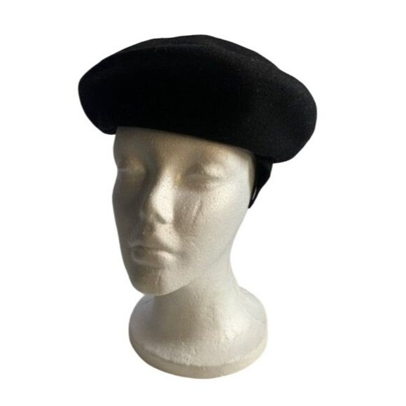 Vintage Womens Henry Pollak Buckle Iam Black wool hat 20 inch Adjustable - Picture 1 of 10